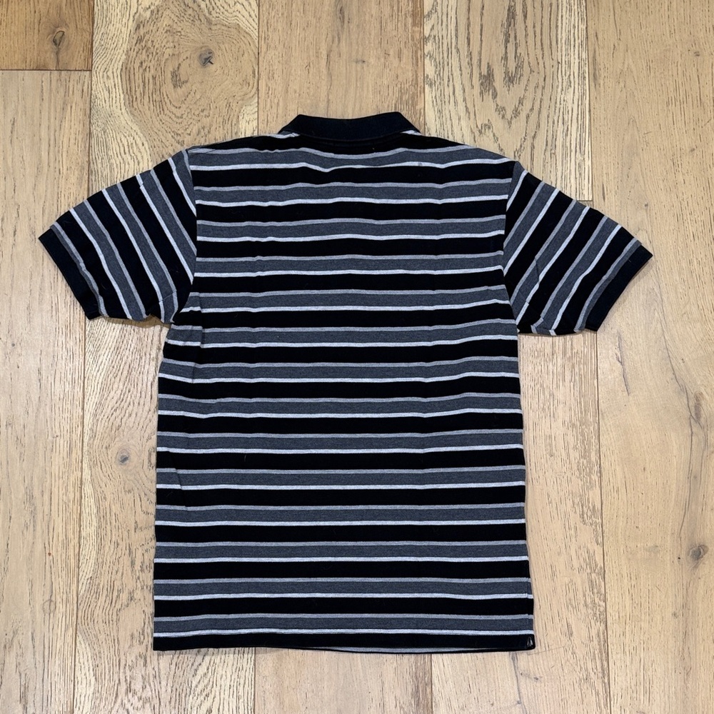 Men's Black and Gray Striped Polo Shirt - Picture 4 of 4